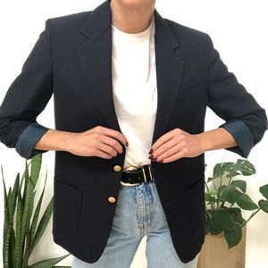 Vintage 90s navy gold button blazer